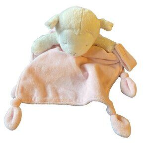 Carters White Pink Lamb Rattle Security Blanket Pacifier Holder Knots